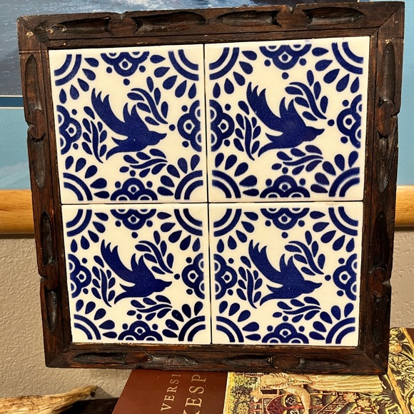 VINTAGE WOOD & TILE TRIVET SET-MADE in MEXICO - Picture 2 of 16